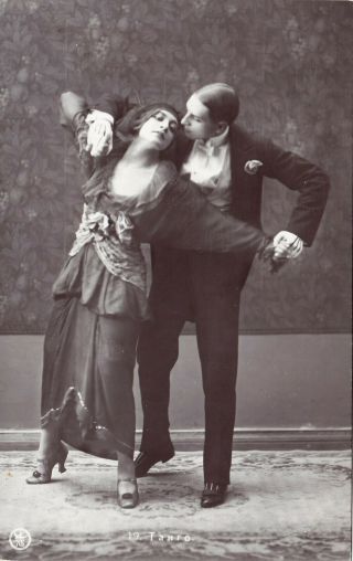 Tango Dance Man Woman Lady Dancer Art Deco Russian Antique1910 - 1920s