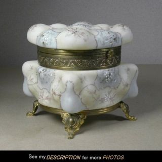 Antique Large Footed Floral Wavecrest Eggcrate Jewelry Box