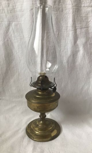 Antique Brass 7 " Kerosene Weighted Bottom Oil Lamp P&a Risdon Eagle Burner