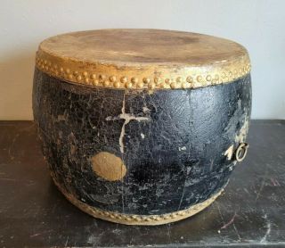 Antique Wooden 19th Century Chinese Drum - Handmade Animal Skin Hide - FANTASTIC 6