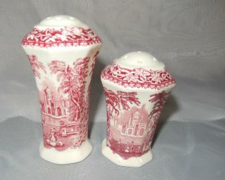 Antique Mason China Red Pink Vista Salt & Pepper Shakers