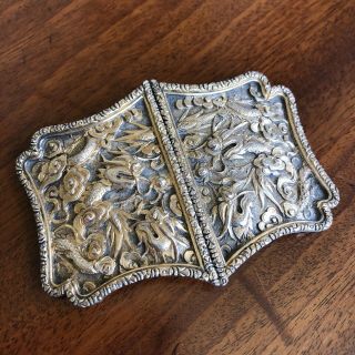 A Fine Quality Antique Chinese Silver Buckle,  By Wang Hing,  C.  1890.  8.  6cm Wide.