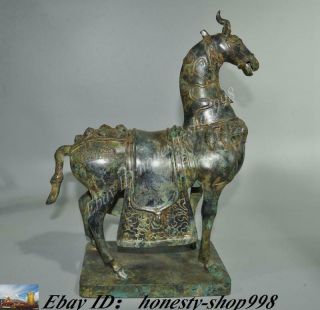 Old Chinese Dynasty Bronze Ware Fengshui Animal War Horse Steed Sacrifice Statue