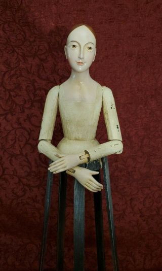 Vintage/antique Wooden Santos Cage Saint Doll Large 27 " Tall Posable Arms/hands