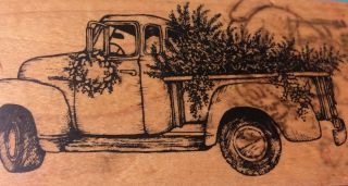 Psx Antique Pickup Truck Rubber Stamp K2052 Christmas Tree Hard To Find Retired