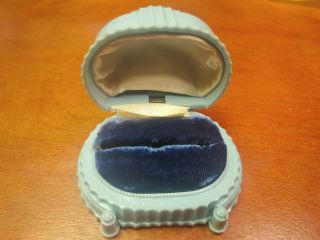Vintage Antique Art Deco 1930s Blue Celluloid Wedding Ring Jewelry Box