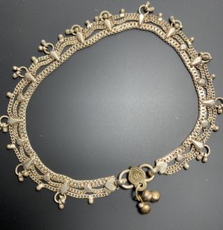 Silver Antique Vintage Stamped Sil Gm 70 Anklet Bracelet Made In India
