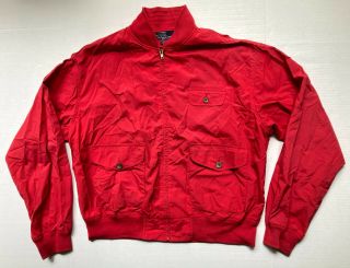 Vintage 80s 90s Polo Ralph Lauren Racing Bomber Windbreaker Jacket Mens L Red