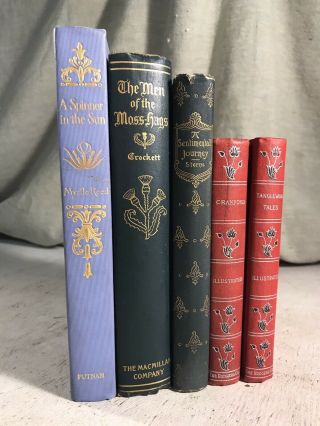 Antique Victorian Decorated 5 Book Bundle Shabby Chic Decor Wedding Photo Props 3