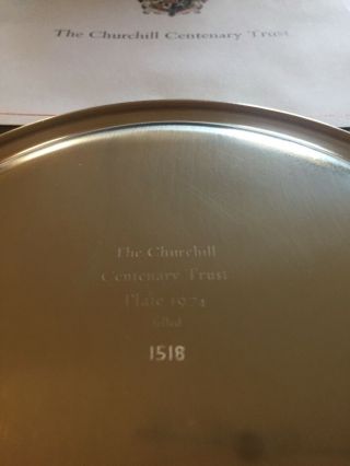 the Winston Churchill Centenary Plate In Sterling Silver & 24 Carat Rolled Gold 4