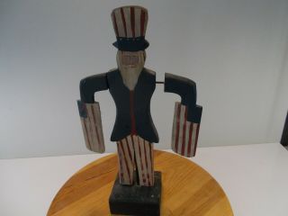 Antique Uncle Sam Whirlygig Whirly Gig Wooden Patriotic Wind Spinner Yard Art