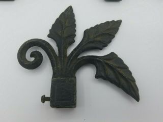 Antique Iron Fence Post Toppers Cast Floral Three Prong Pointed Gate Ornamental 3
