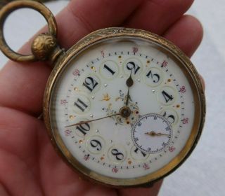Rare Vintage Antique 2 " Springfield Mass Fancy Key Wind Pocket Watch Gold Filled