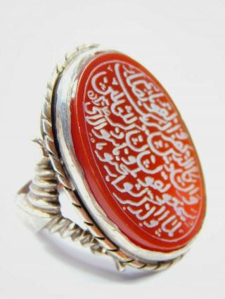Antique Sterling Silver Large Natural Hand Carved Carnelian Ring Size 8