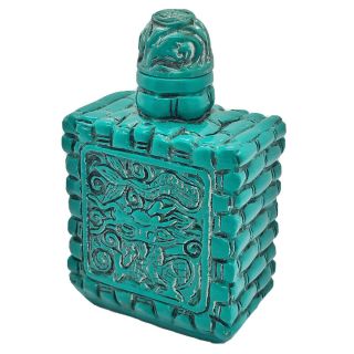 Vintage Chinese Hand Carved Turquoise Resin Snuff Bottle Artwork Old Asia Dragon