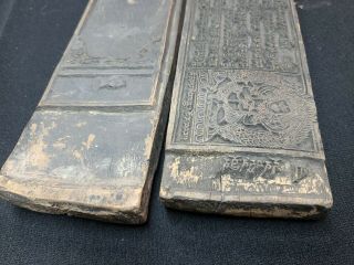 Antique Tibetan Buddhist Scriptures Wooden Printing Blocks Hand - Carved Wood 6