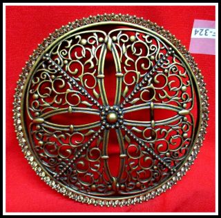 Designer Rhinestone Unusual Round Fancy Antique Bronze Gothic Look Belt Buckle