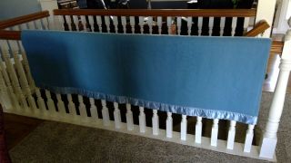 Vintage Mariposa Wool Blanket 76 " X 85 " Periwinkle Blue Made In Usa Satin Trim