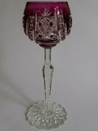 One Antique Roemer Wine Glass Crystal Val Saint Lambert Amethyste Pattern Metz