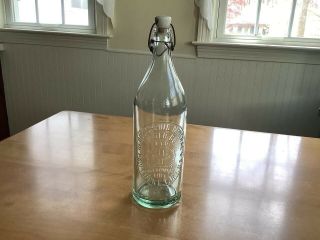 Vtg Antique Berry Spring Mineral Water Co Embossed Bottle & Stopper Pawtucket Ri