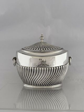 Edwardian Antique Silver Tea Caddy 1902 London Charles Boyton Sterling Silver