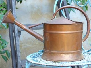 Charming Small Antique French Copper Watering Can / Rustic Garden
