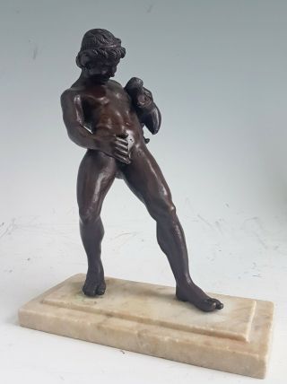 Grand Tour Bronze Sculpture Of Bacchus (god Of Wine) On Marble Base