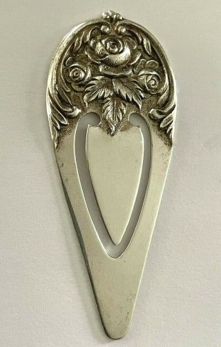 S Kirk & Son Repousse Rose Sterling Silver Bookmark No Monogram