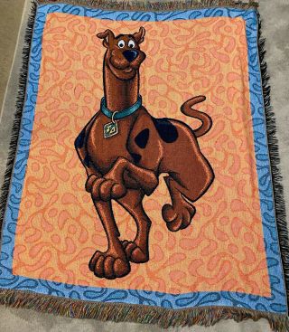 Vintage Scooby Doo Throw Blanket Tapestry Approximately 60 X 48 Incl The Fringe