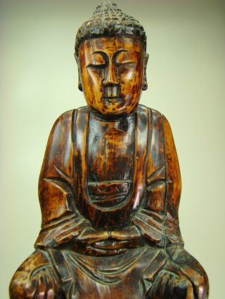 Very Old Asian Hand Carved Wood Figure Of Buddha 20.  5 " Solid Wood 12 Lbs