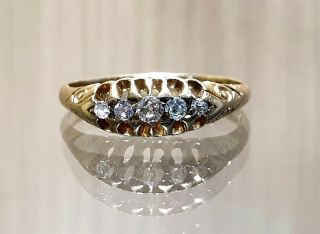 Antique Edwardian 18ct Yellow Gold Diamond Ring Size Q1/2