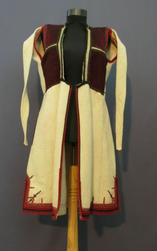 Antique Ethnic Hand Made Woolen Folk Costume Jacket Vest Victorian Tinsel