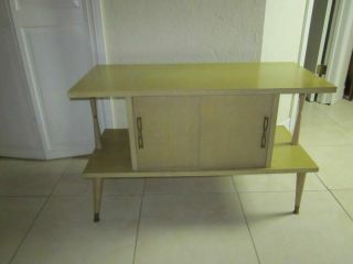 Vintage Record Cabinet Mid Century Tv Stand Entertainment Center Blonde Color