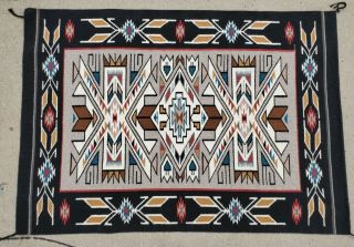 Large Antique Navajo Native American Chiefs Blanket Rug 56 " X 40 " Vibrant Colors