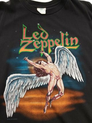 Vtg 90s Led Zeppelin 1990 T Shirt Size Xl X Large Winterland Single Stitch Swan