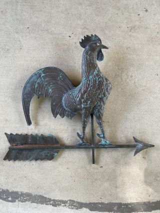 3d Rooster/chicken Weather Vane Aged Copper Patina French Country Chicken
