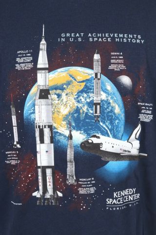 Vintage Kennedy Space Center Art Print T - Shirt Ds Nwts Mens Size Xl