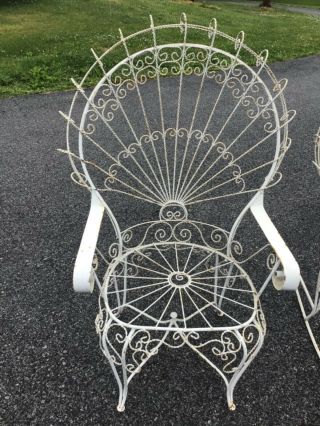 Vintage Set Of 2 Mid Century Wrought Iron Metal Peacock Chairs rocker pickup PA 2