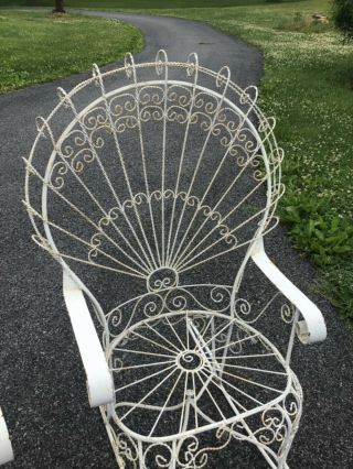 Vintage Set Of 2 Mid Century Wrought Iron Metal Peacock Chairs rocker pickup PA 4