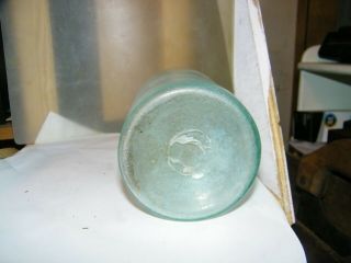 Antique Pontellid Fruit Jar Aqua 8 " Tall Quart Hand Appled Lip 2 " Wide Mouth