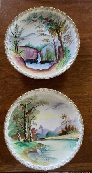 Vintage Hand - Painted Decorative Plates From Ucagco Ceramics,  Japan