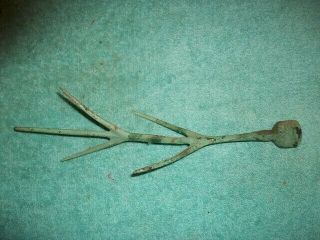 Vintage Lightning Rod 5 Point Twig Top Green Copper 9 " Tall Appx.  1/2 " Thread