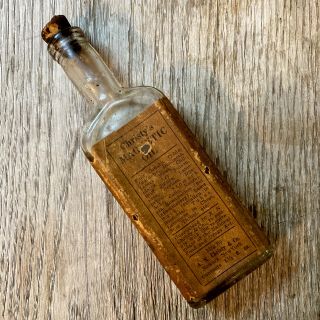 Antique Vintage Glass Medicine Bottle “christy’s Magnetic Oil” Cure All York