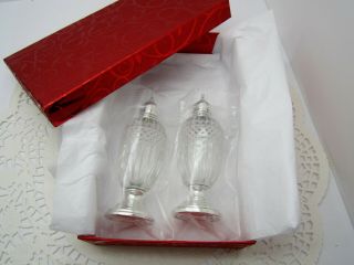 Vintage Sheffield Sterling Silver Cut Glass Salt Pepper Shaker Set - Gift Worthy