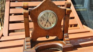Old Antique Waltham 8 Day Mantle Desk Clock Arts And Crafts Wood Case Needs Work