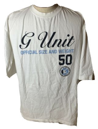 Vtg Rare Authentic G - Unit Logo Official And Weight T Shirt Xxl 50 Cent White
