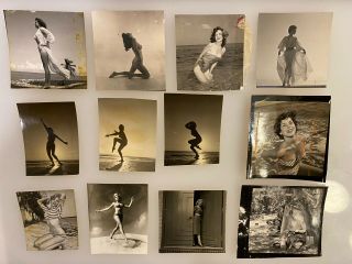12 Vintage Bunny Yeager Nude Model Contact Sheet Photos,  From Yeager Archive