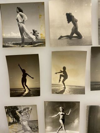 12 Vintage Bunny Yeager Nude Model Contact Sheet Photos,  From Yeager Archive 3