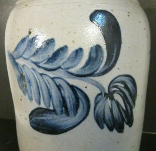 Antique Americana Salt Glazed Stoneware Cobalt Blue Flowers 2 Gallon Crock Jar 6