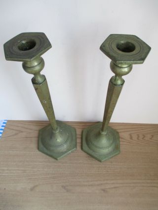 Two pairs Antique 18th 19th Century Bronze Copper candlesticks 27.  5 24.  5 cm 2